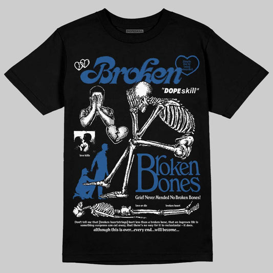Jordan 1 Low OG “Storm Blue” DopeSkill T-Shirt Broken Bones Graphic Streetwear - Black