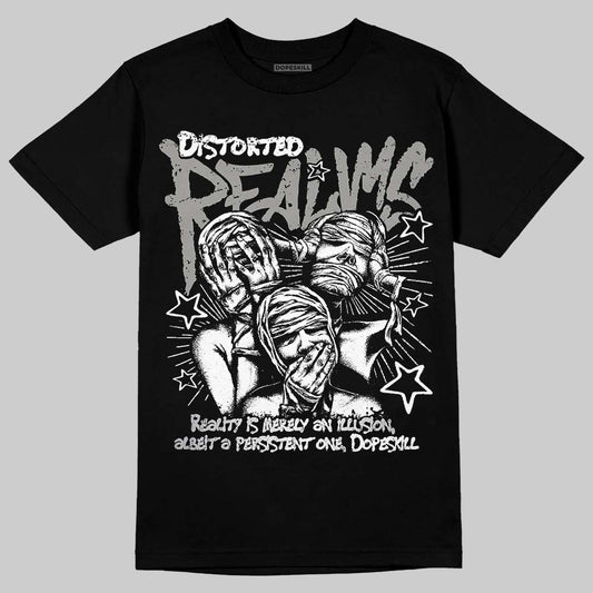 Jordan 5 "White Metallic" DopeSkill T-Shirt Distorted Realms Graphic Streetwear - black