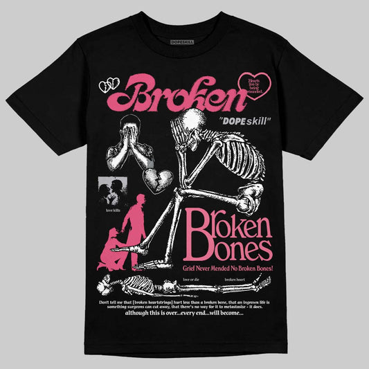 Balenciaga Runner White Fluo Pink DopeSkill T-Shirt Broken Bones Graphic Streetwear - Black