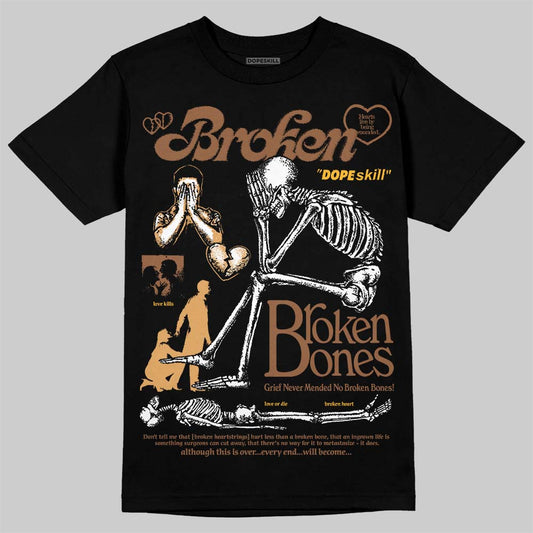 Jordan 1 High OG Black Metallic Gold DopeSkill T-Shirt Broken Bones Graphic Streetwear - Black