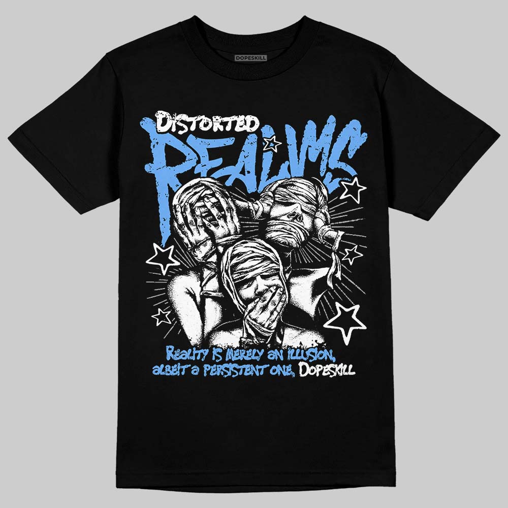 Jordan 5 Black University Blue DopeSkill T-Shirt Distorted Realms Graphic Streetwear - Black