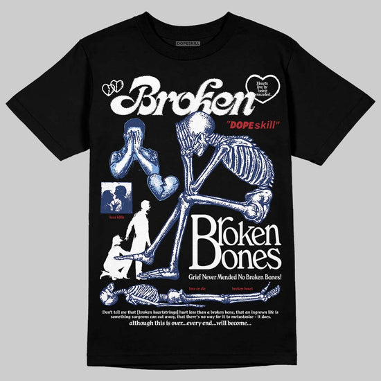 Jordan 1 High OG "Midnight Navy" DopeSkill T-Shirt Broken Bones Graphic Streetwear - black