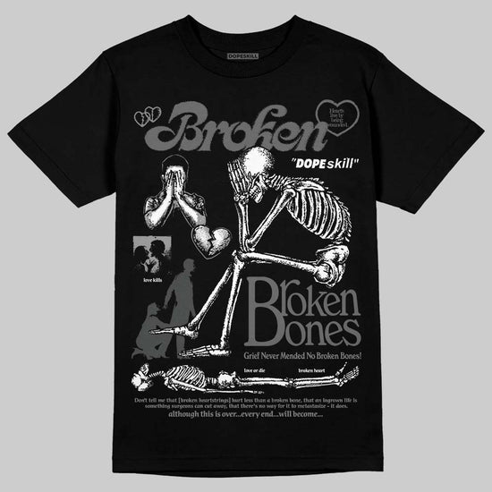 Jordan 4 “Black Cat” (2025) DopeSkill T-Shirt Broken Bones Graphic Streetwear - Black