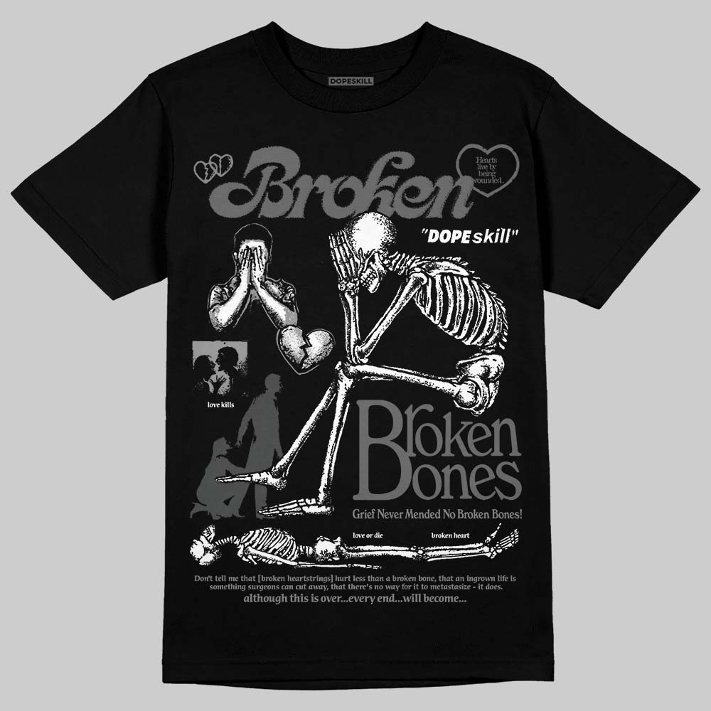 Jordan 4 “Black Cat” (2025) DopeSkill T-Shirt Broken Bones Graphic Streetwear - Black