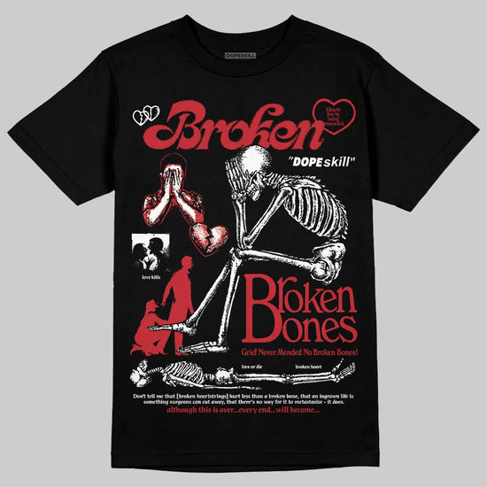 Jordan 1 Low OG "Chicago" DopeSkill T-Shirt Broken Bones Graphic Streetwear - Black