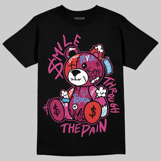 Jordan 4 Sweet Beet DopeSkill T-Shirt Smile Through The Pain Graphic Streetwear - Black