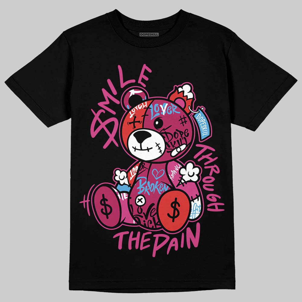 Jordan 4 Sweet Beet DopeSkill T-Shirt Smile Through The Pain Graphic Streetwear - Black
