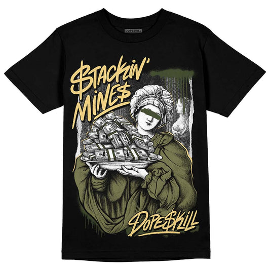 Jordan 4 Retro SE Craft Medium Olive DopeSkill T-Shirt Stackin Mines Graphic Streetwear - Black