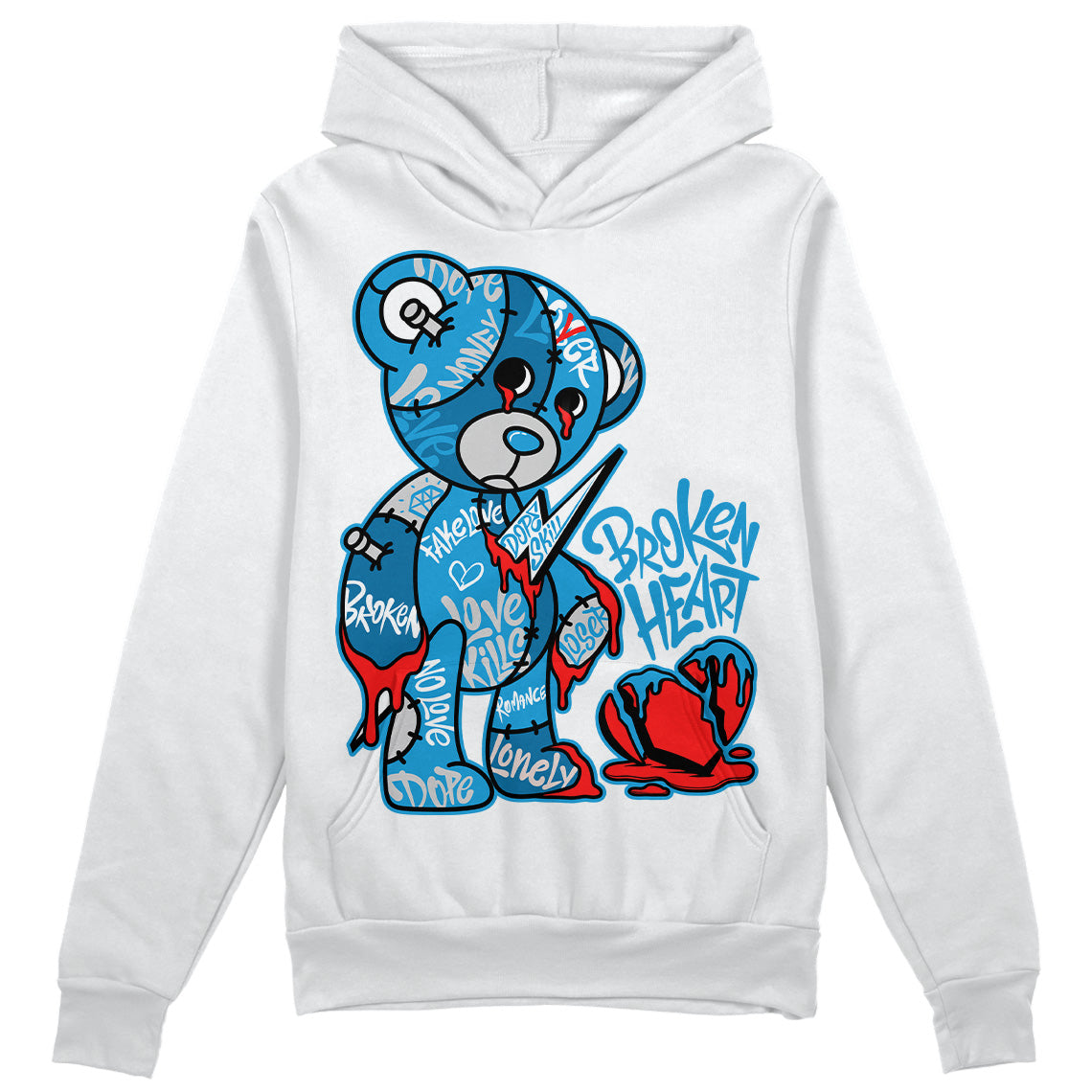 Jordan 4 Retro Military Blue DopeSkill Hoodie Sweatshirt Broken Heart Graphic Streetwear - White