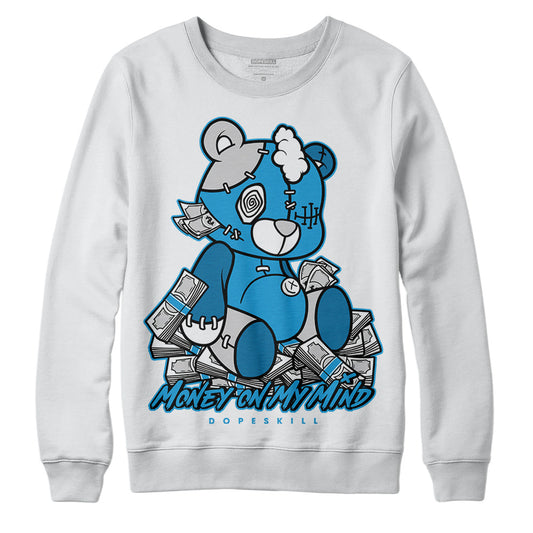 Jordan 4 Retro Military Blue DopeSkill Sweatshirt MOMM Bear Graphic Streetwear - White 