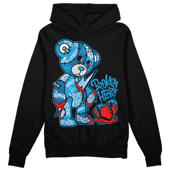 Jordan 4 Retro Military Blue DopeSkill Hoodie Sweatshirt Broken Heart Graphic Streetwear - Black