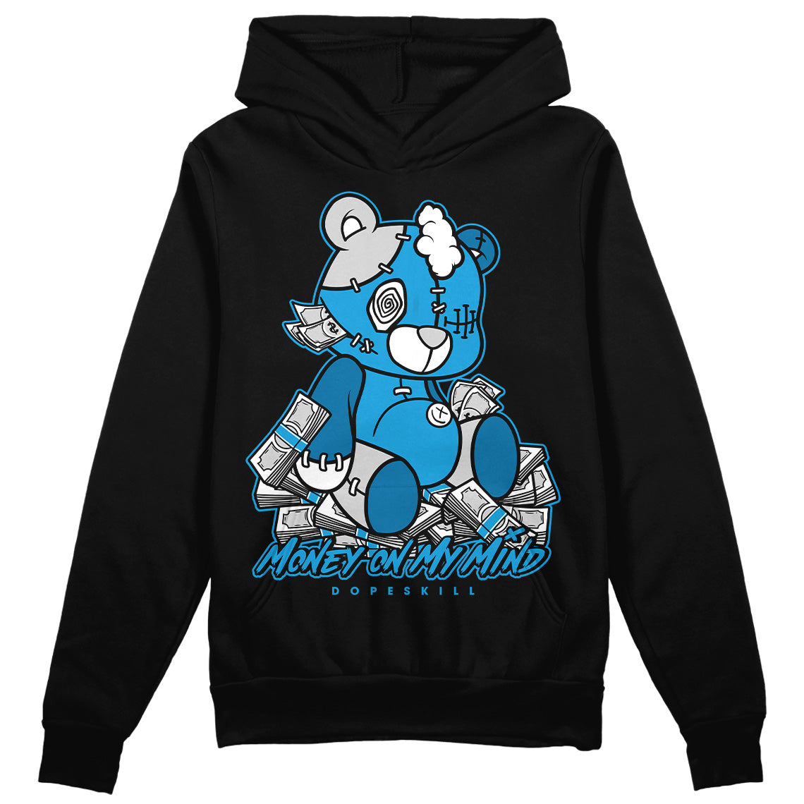 Jordan 4 Retro Military Blue DopeSkill Hoodie Sweatshirt MOMM Bear Graphic Streetwear - Black