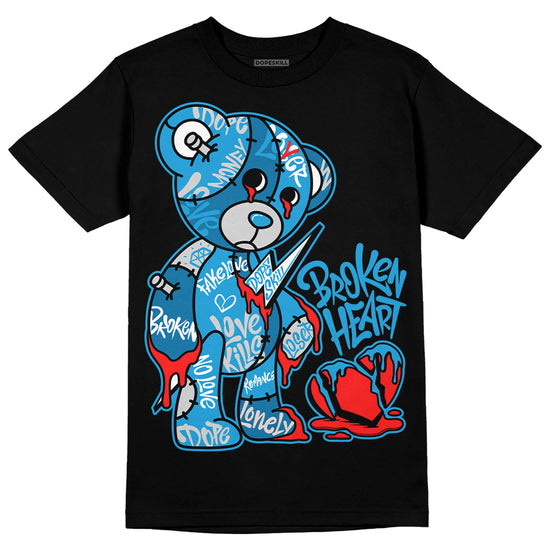 Jordan 4 Retro Military Blue DopeSkill T-Shirt Broken Heart Graphic Streetwear - Black