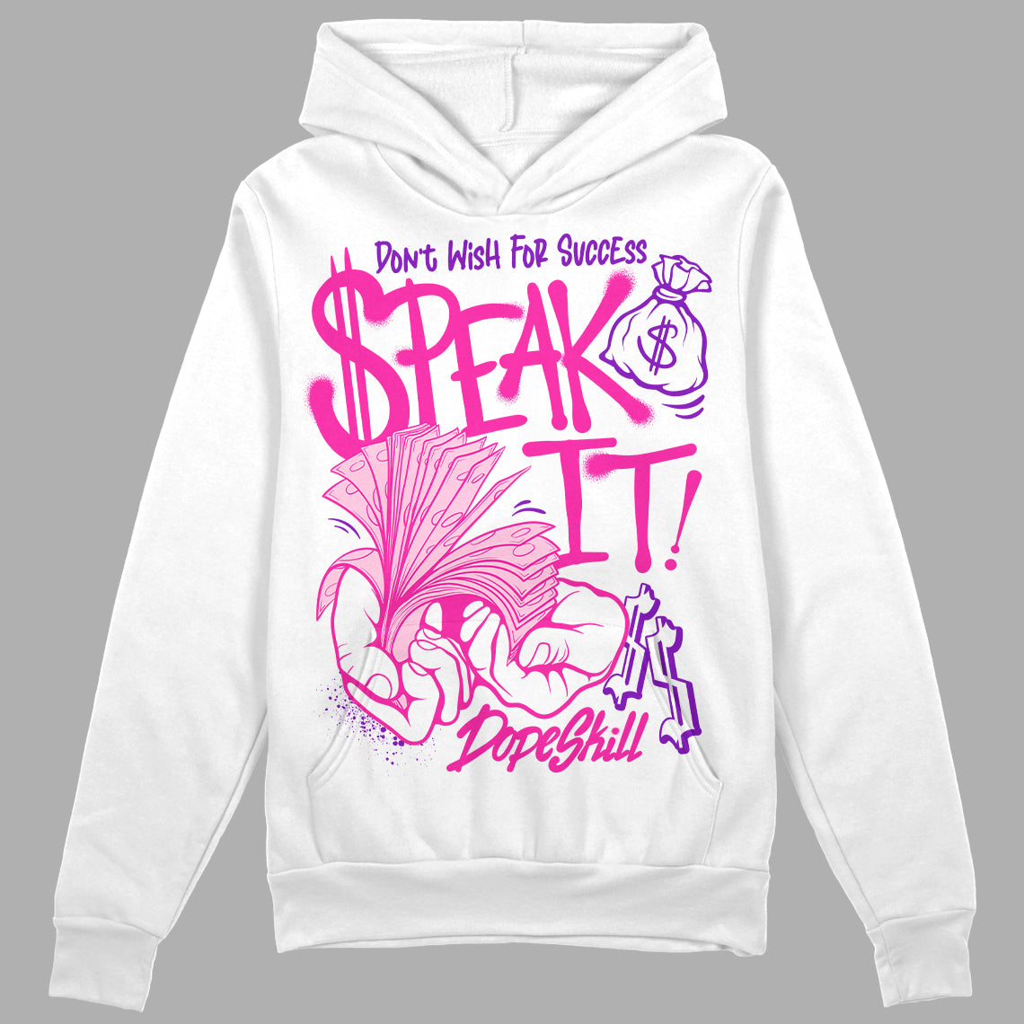 Pink Sneakers DopeSkill Hoodie Sweatshirt Speak It Graphic Streetwear - White