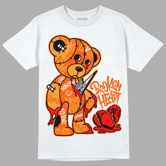 Jordan 12 Retro Brilliant Orange DopeSkill T-Shirt Broken Heart Graphic Streetwear - White