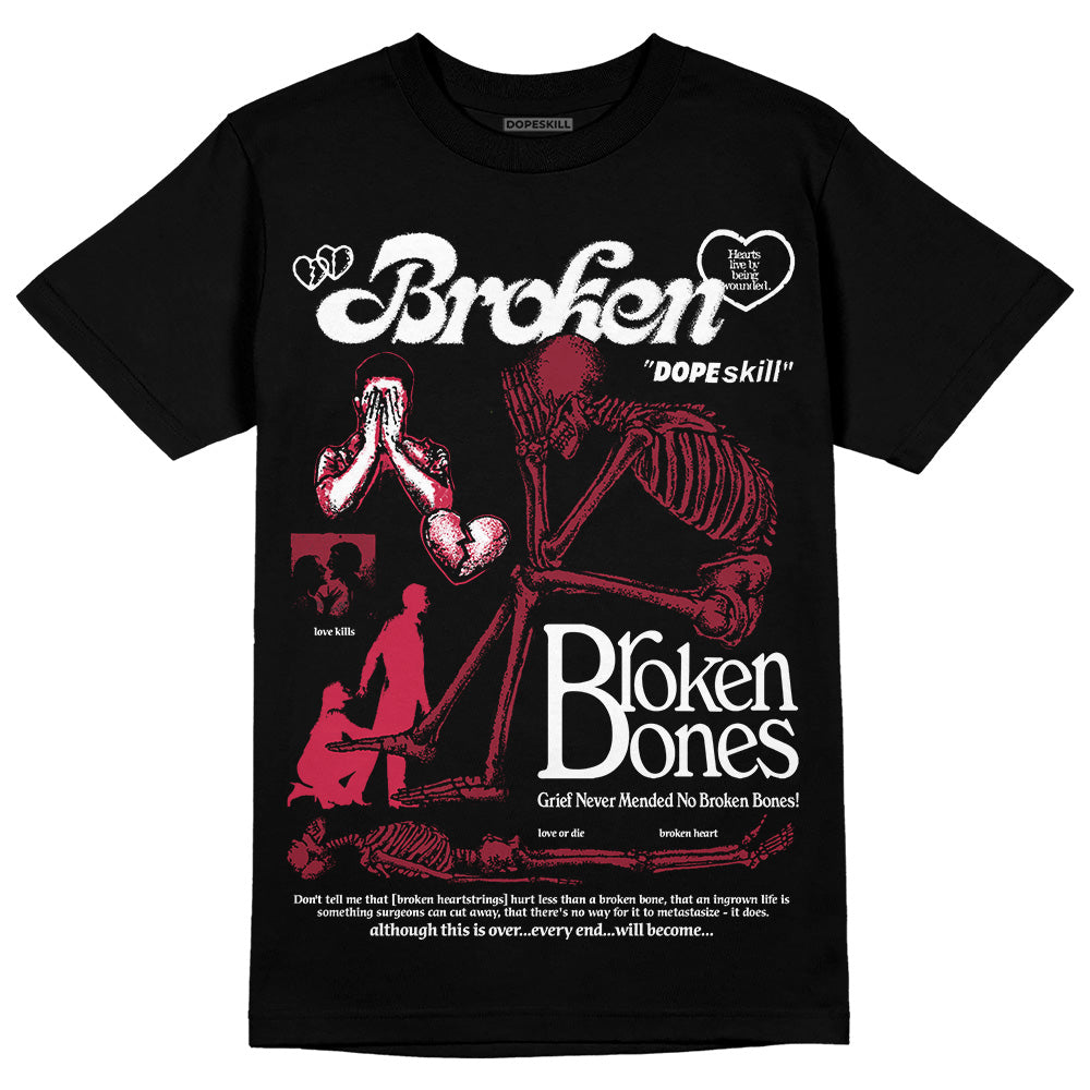 Jordan 1 Retro High '85 OG Metallic Burgundy DopeSkill T-Shirt Broken Bones Graphic Streetwear - Black