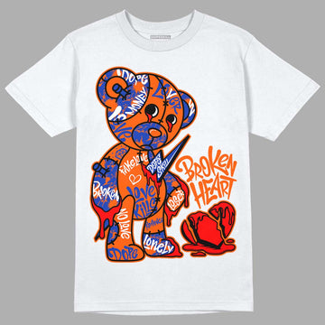 Dunk Low Futura Orange Blaze DopeSkill T-Shirt Broken Heart Graphic Streetwear - White