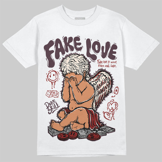 Adidas Samba OG Maroon Gold Metallic DopeSkill T-Shirt False Love Graphic Streetwear - White 