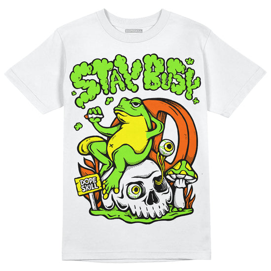 Neon Green Sneakers DopeSkill T-Shirt Stay Busy Graphic Streetwear - White