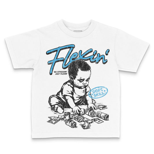 Jordan 1 High OG “UNC” Reimagined DopeSkill Toddler Kids T-shirt Flexin' Graphic Streetwear - White 