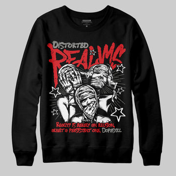 Jordan 4 Bred DopeSkill Sweatshirt Distorted Realms Graphic Streetwear - black