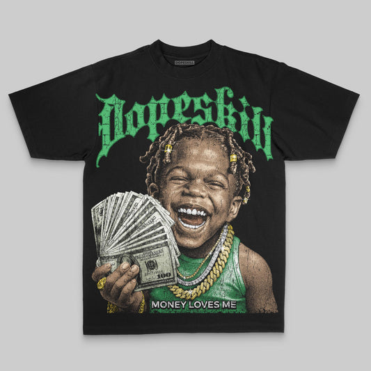 Green Oversize Print Money Loves Me DopeSkill Graphic Premium T-shirt Streetwear - black