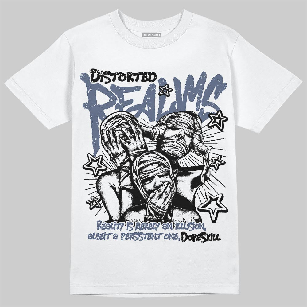 Jordan 11 Retro Low Diffused Blue DopeSkill T-Shirt Distorted Realms Graphic Streetwear - White