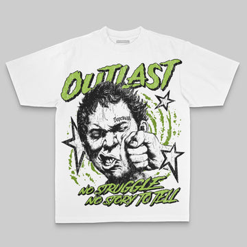Green Oversize Print Outlast DopeSkill Graphic T-shirt Streetwear - White