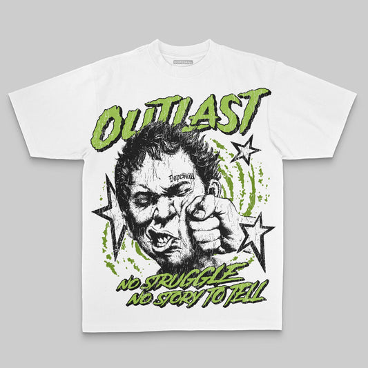 Green Oversize Print Outlast DopeSkill Graphic T-shirt Streetwear - White