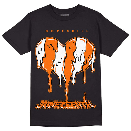 Orange, Black & White Sneakers DopeSkill T-Shirt Juneteenth Heart Graphic Streetwear - Black