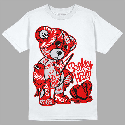 Jordan 4 Retro Red Cement DopeSkill T-Shirt Broken Heart Graphic Streetwear - White