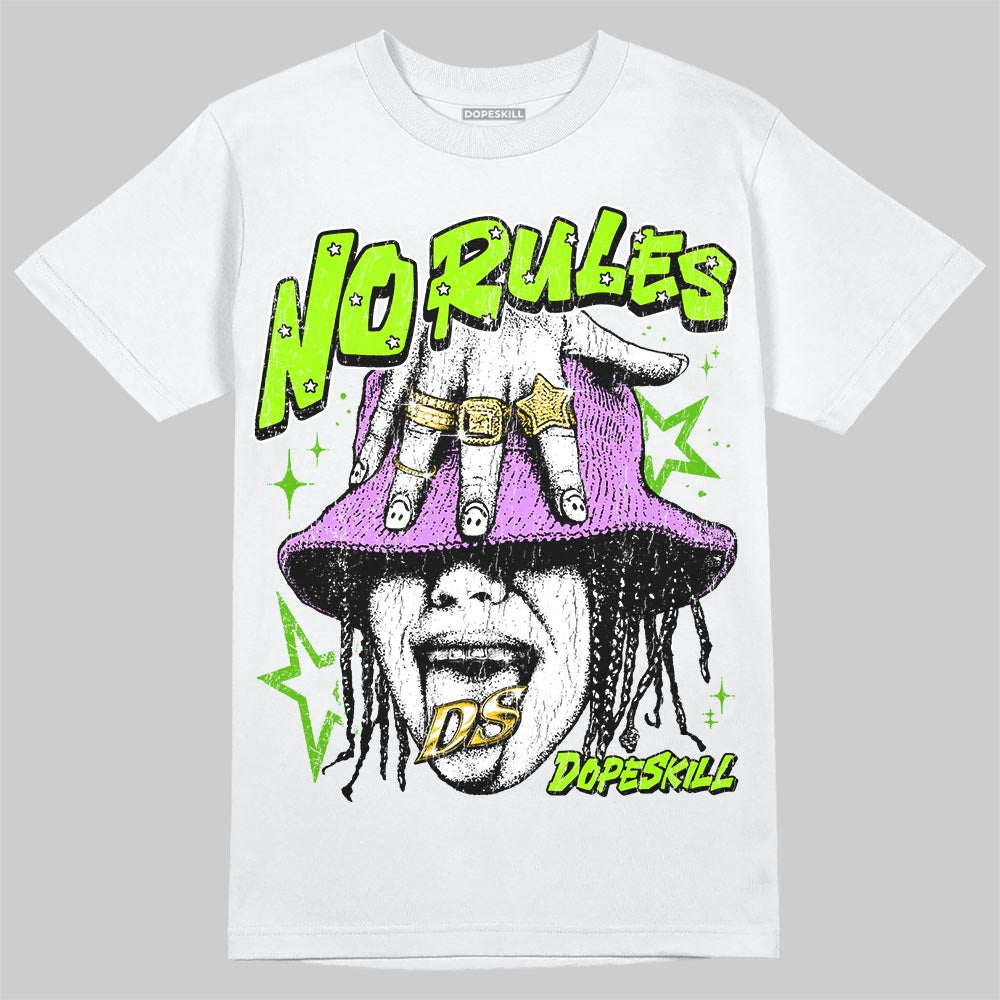 Neon Green Sneakers DopeSkill T-Shirt No Rules Graphic Streetwear - WHite