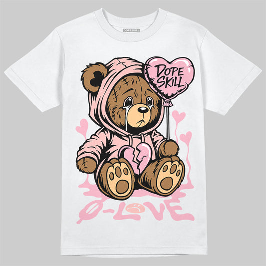 AMIRI White & Pink Stars Court Sneakers DopeSkill T-Shirt Broken Bear Graphic Streetwear - White