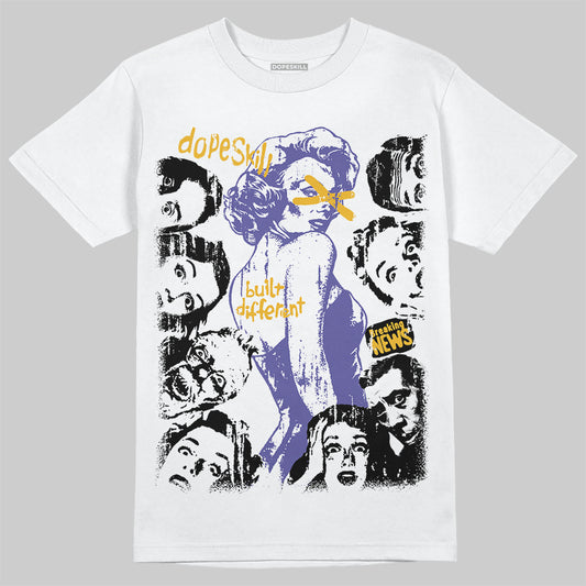 Jordan 4 Retro Lakers DopeSkill T-Shirt Built Different Graphic Streetwear - White