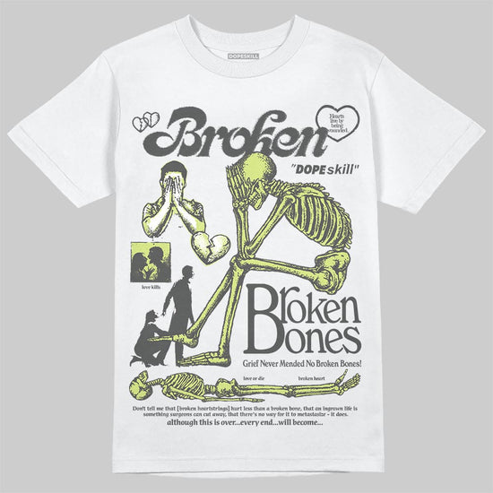 Jordan 4 GS “Light Lemon Twist” DopeSkill T-Shirt Broken Bones Graphic Streetwear - White