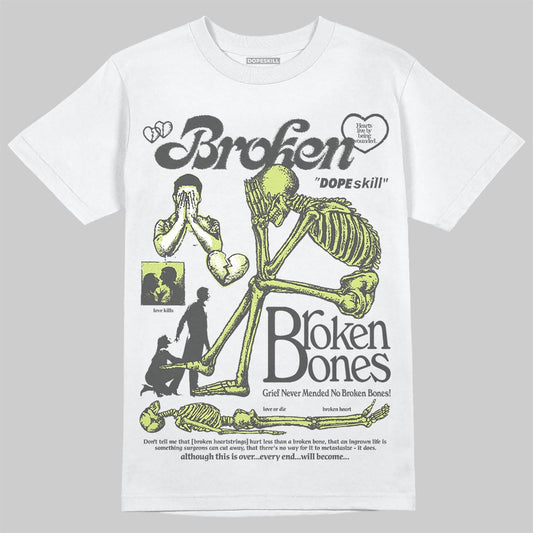 Jordan 4 GS “Light Lemon Twist” DopeSkill T-Shirt Broken Bones Graphic Streetwear - White