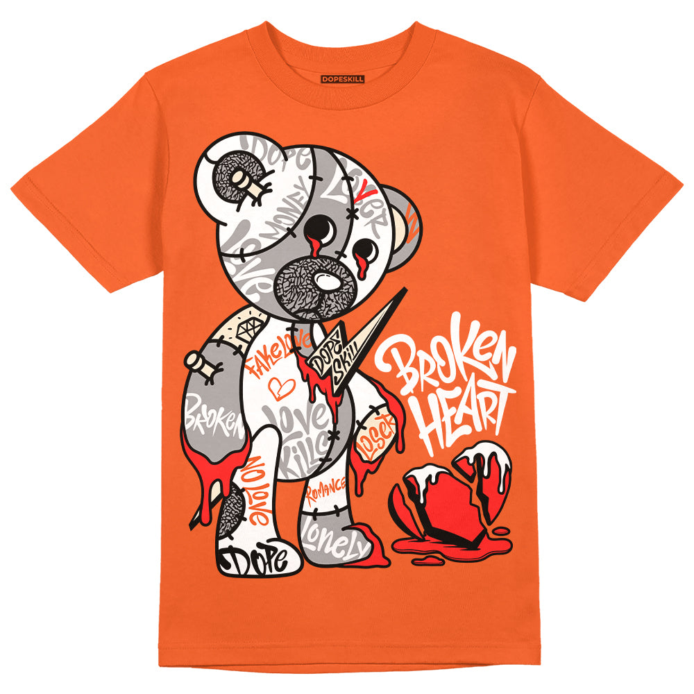 Jordan 3 Georgia Peach DopeSkill Orange T-shirt Broken Heart Graphic Streetwear