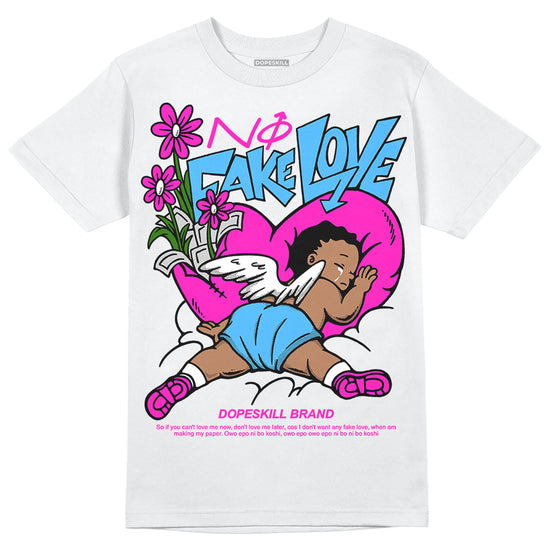 Dunk Low GS “Active Fuchsia” DopeSkill T-Shirt No Fake Love Graphic Streetwear - White