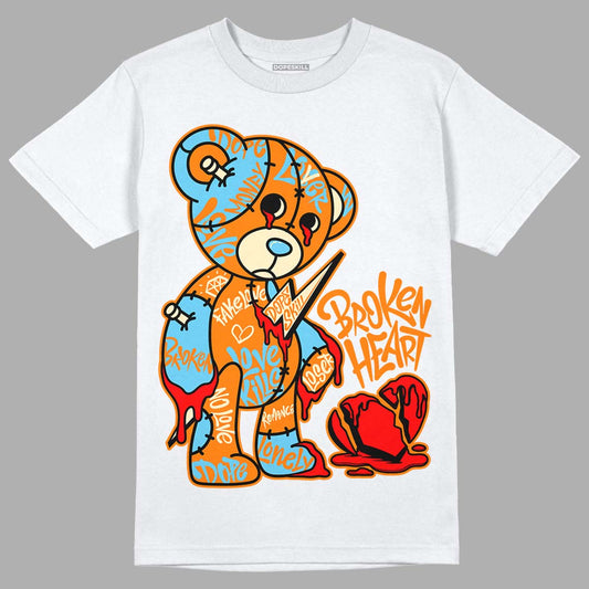 Dunk High 1985 SP Orange Acid Wash DopeSkill T-Shirt Broken Heart Graphic Streetwear - White