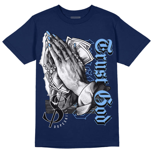 Jordan 5 Midnight Navy DopeSkill Navy T-Shirt Trust God Graphic Streetwear