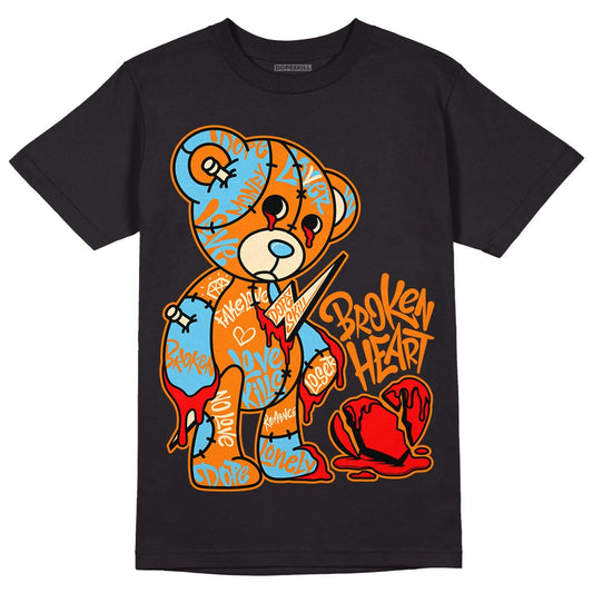 Dunk High 1985 SP Orange Acid Wash DopeSkill T-Shirt Broken Heart Graphic Streetwear - Black