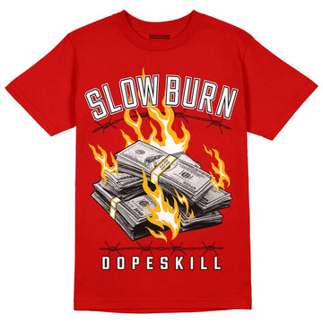 Red Sneakers DopeSkill Red T-shirt Slow Burn Graphic Streetwear