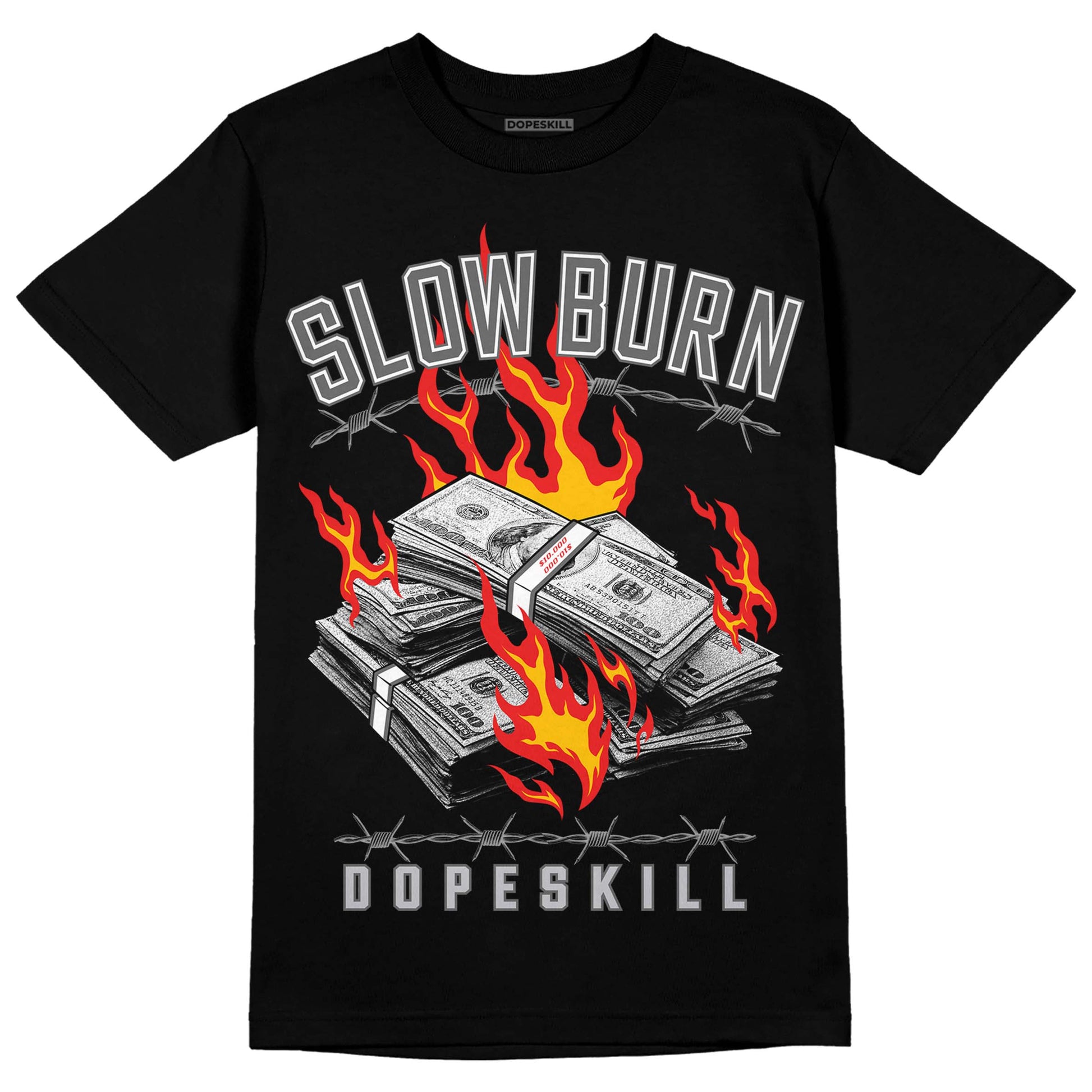 Grey Sneakers DopeSkill T-Shirt Slow Burn Graphic Streetwear - Black