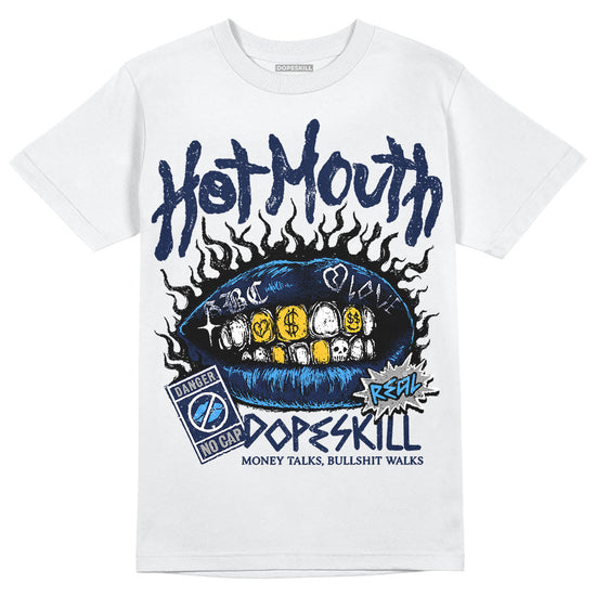 Jordan Spiz’ike Low “White/Obsidian” DopeSkill T-Shirt Hot Mouth Graphic Streetwear - White 