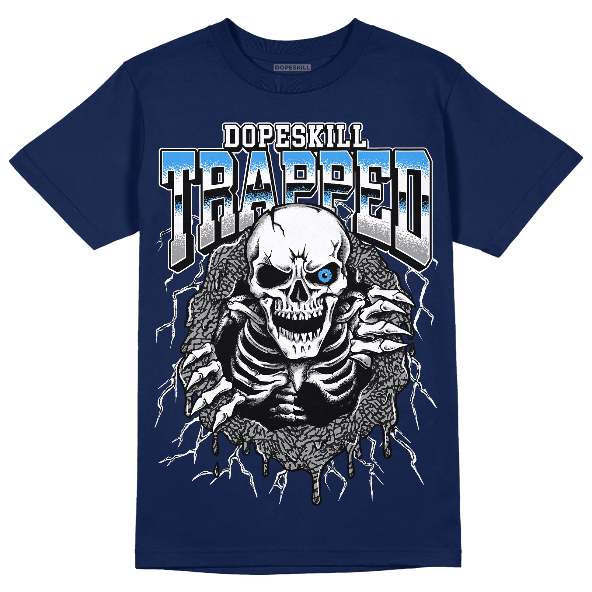 Jordan 3 "Midnight Navy" DopeSkill Navy T-shirt Trapped Halloween Graphic Streetwear