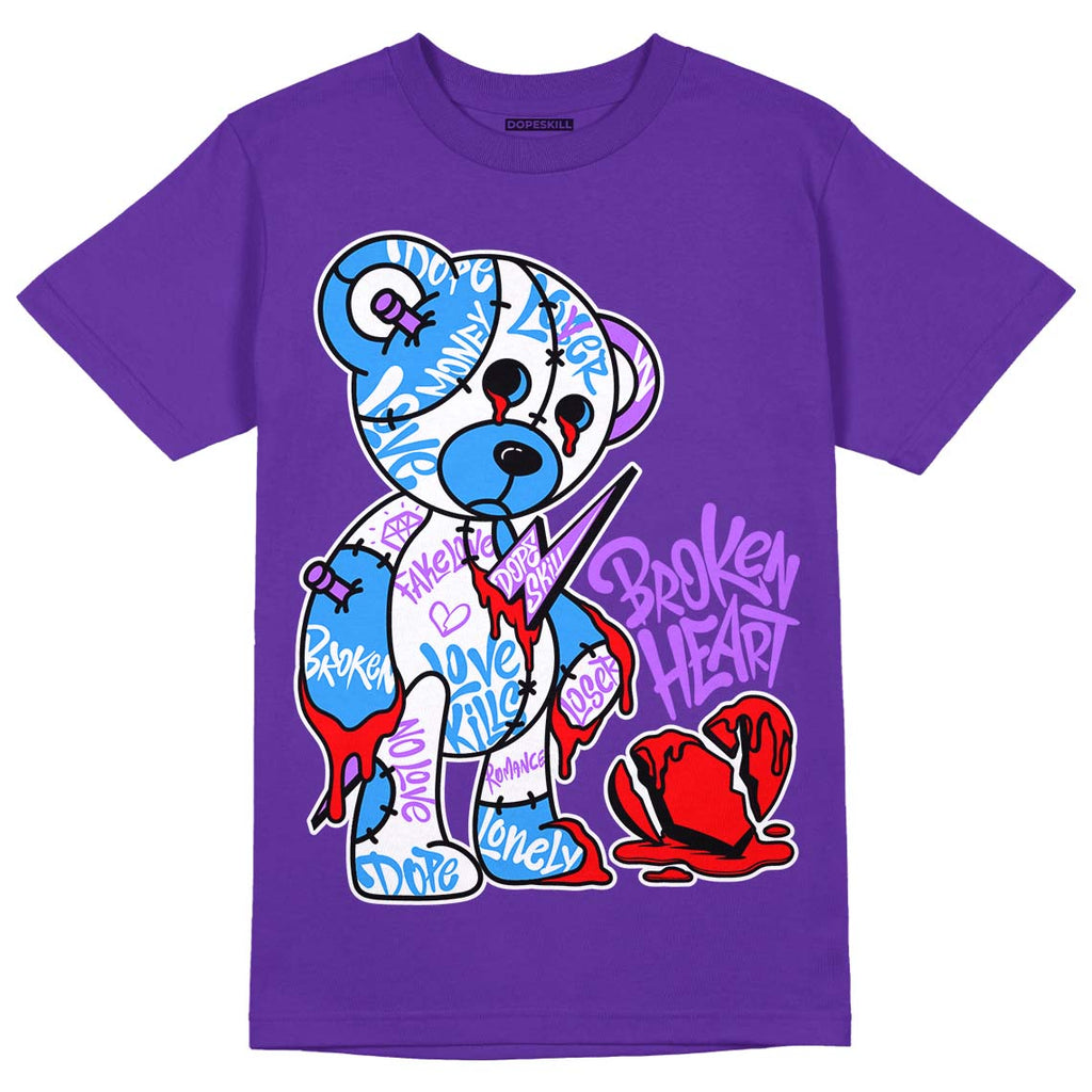Jordan 13 Court Purple DopeSkill Purple T-Shirt Broken Heart Graphic Streetwear