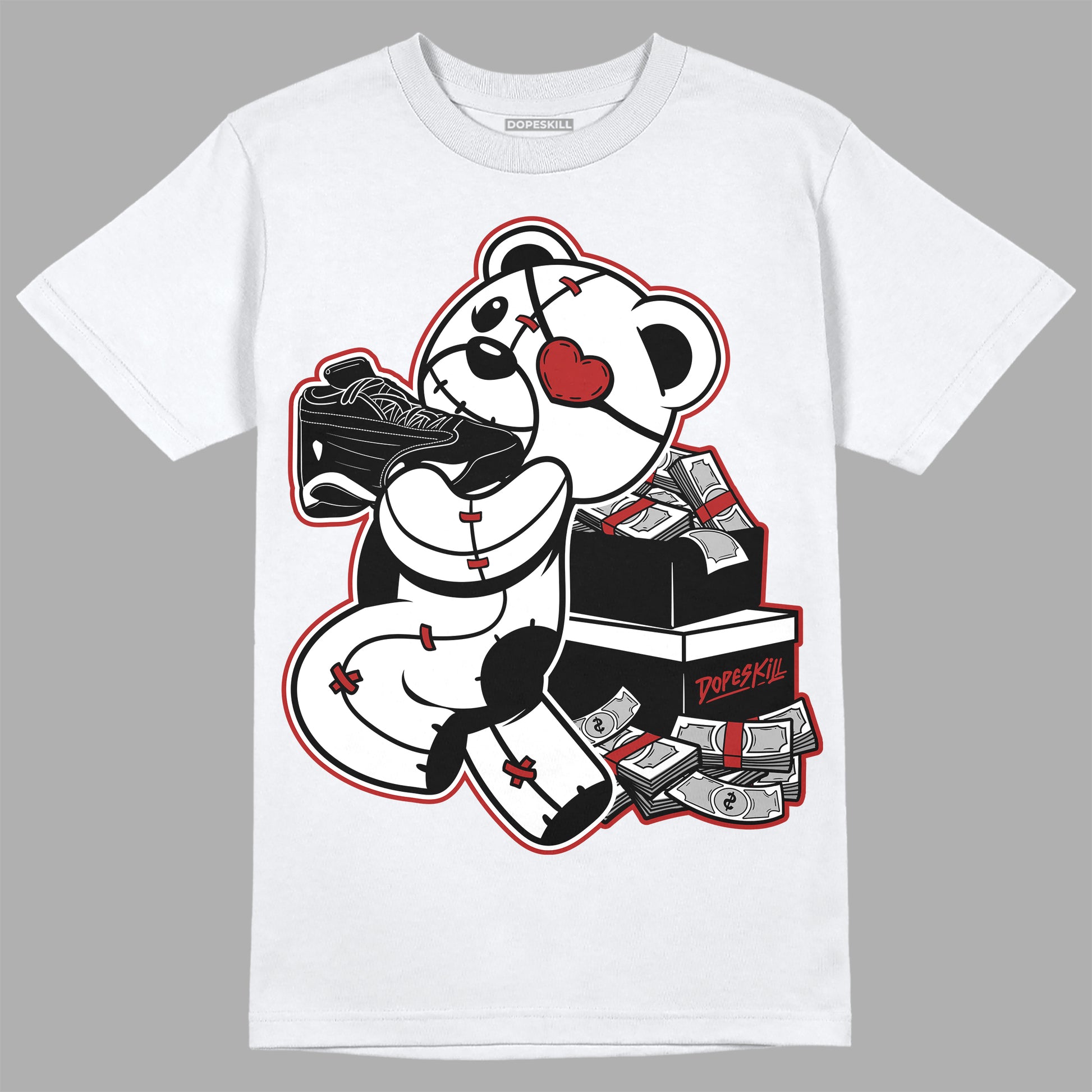 Jordan 14 "Black/White" DopeSkill T-Shirt Bear Steals Sneaker Graphic Streetwear - White 