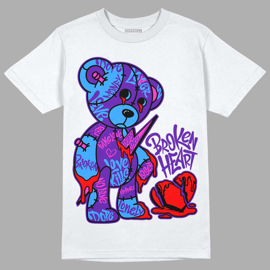 Jordan 13 Court Purple DopeSkill T-Shirt Broken Heart Graphic Streetwear - White