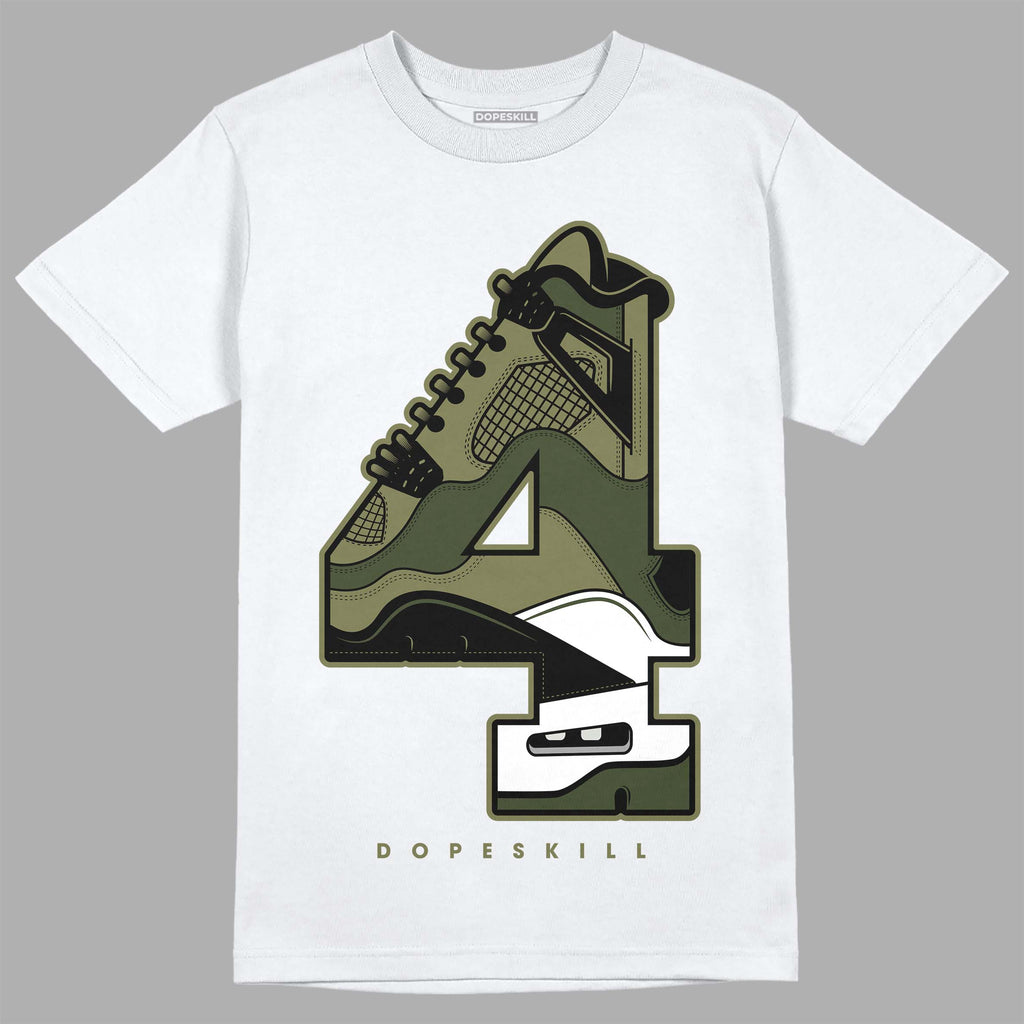 Jordan 4 Retro SE Craft Medium Olive DopeSkill T-Shirt No.4 Graphic Streetwear - White