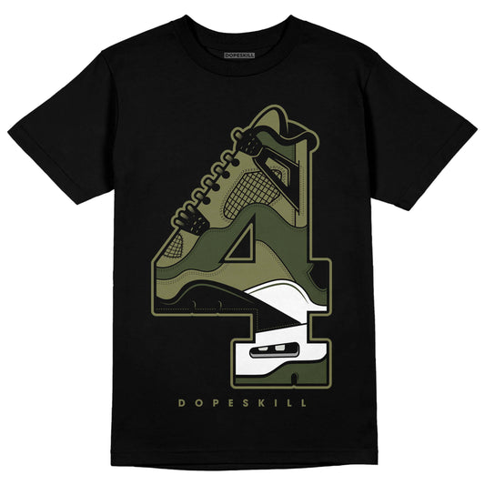 Jordan 4 Retro SE Craft Medium Olive DopeSkill T-Shirt No.4 Graphic Streetwear - Black